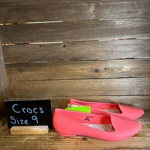 New NWT Womens Crocs Eve Pointy Toe Pink‎ Slip On Ballet Flats Shoes Size 9 M